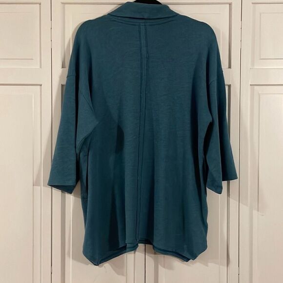 J. Jill Pure Jill teal shark bite cowl neck tunic sweater xs - Picture 5 of 9